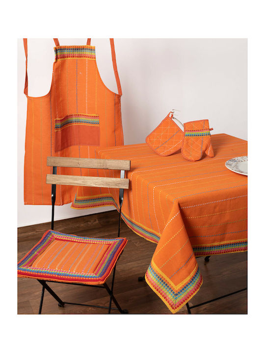 Silk Fashion Moda Cotton Checkered Tablecloth Orange 140x140cm