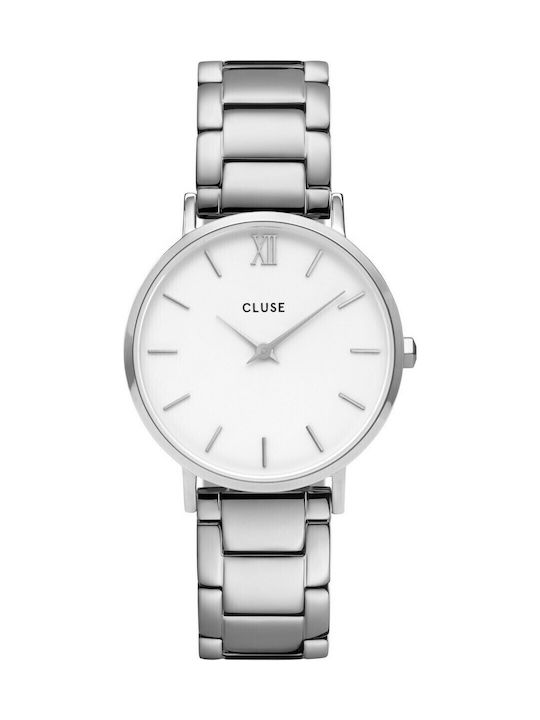 Cluse Minuit 3-Link Ceas de Damă cu Argintiu Br...