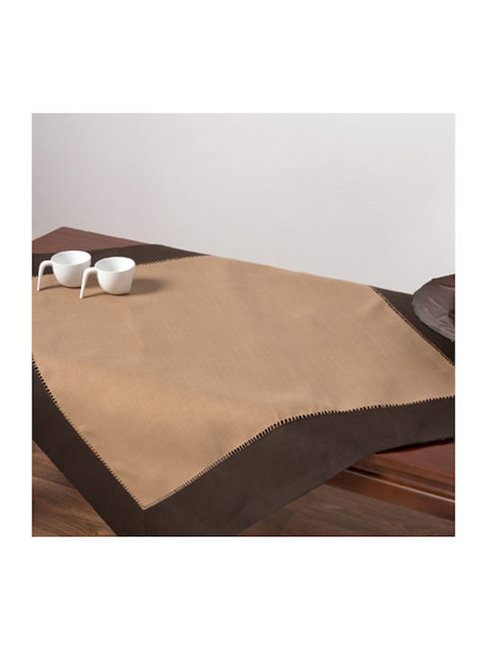 Silk Fashion Tablecloth Cotton with Embroidery Set Bg17 Brown 90x90cm