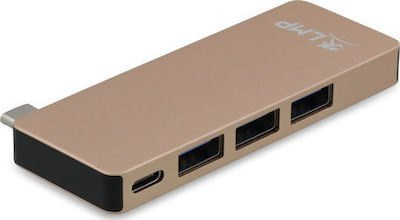 LMP USB 3.0 4 Port Hub with USB-C Connection Rose Gold