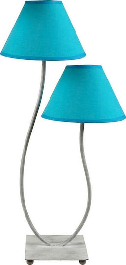 Art et Lumiere Metal Table Lamp with Blue Shade and Gray Base