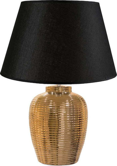 Art et Lumiere Ceramică Lampă de masă cu Abajur Negru și Bază Auriu