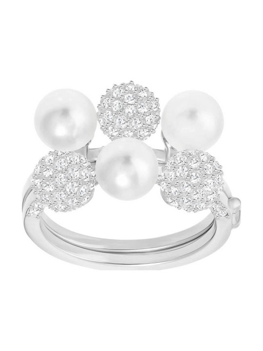 Swarovski Fundamental White Pearls Rhodium Plated