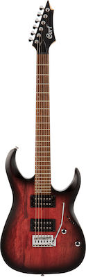 Cort X100 Ηλεκτρική Κιθάρα 6 Χορδών με Ταστιέρα Jatoba και Σχήμα ST Style Open Pore Black Cherry Burst