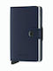 Miniwallet Original Δερμάτινο Ανδρικό Πορτοφόλι Καρτών με RFID και Μηχανισμό Slide Μπλε
