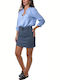 Attrattivo Women's Blouse Long Sleeve with V Neckline Light Blue