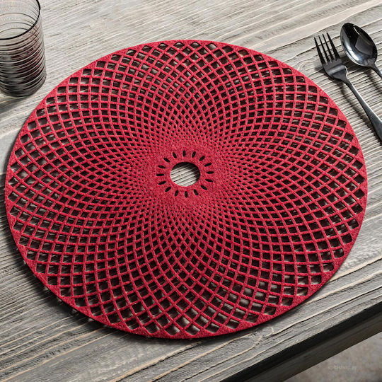 Gofis Home Platzset Round Burgundy 38cm Platzdeckchen Rund Stoff Rot 38cm 1Stück