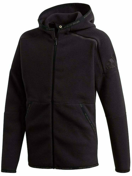 Adidas Athletic Kids Cardigan Fleece Hooded Black Z.N.E