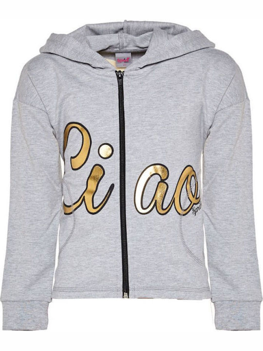Kids Sweatshirt Cardigan with Grey Hood