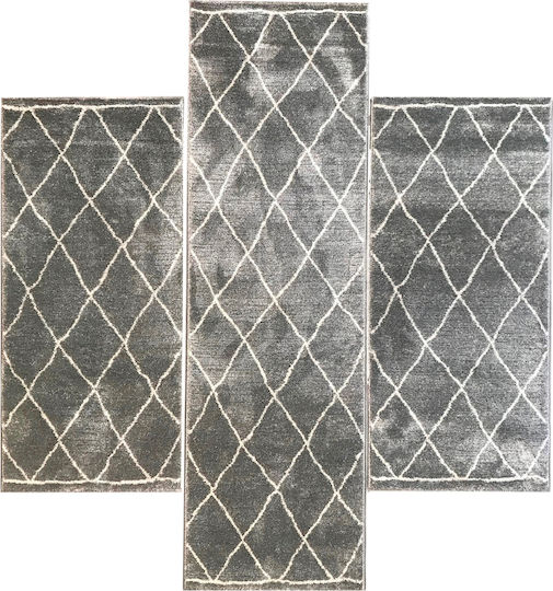 Ragolle Sherpa Set Modern Schlafzimmer-Teppichsets Synthetisch,Polyester/Cotton/Leather Gray 49004-4262 3Stück