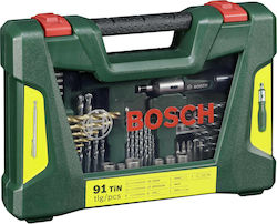 Bosch V-Line Set of 91 Drills Titanium with Cylindrical Shank for Metal και Wood