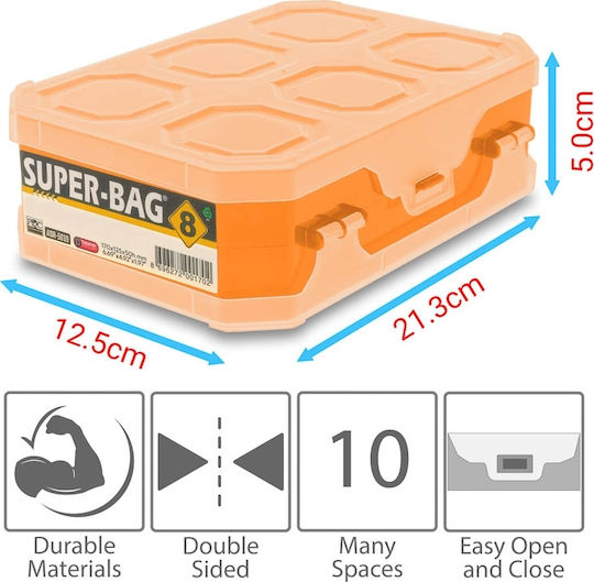 Dual Side Werkzeugkoffer-Organisator 10 Positionen Orange 21.3x12.5x5cm