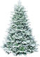 Flocked Plastic Snowy Christmas Green Tree with Metallic Base and Built in Branches H210cm