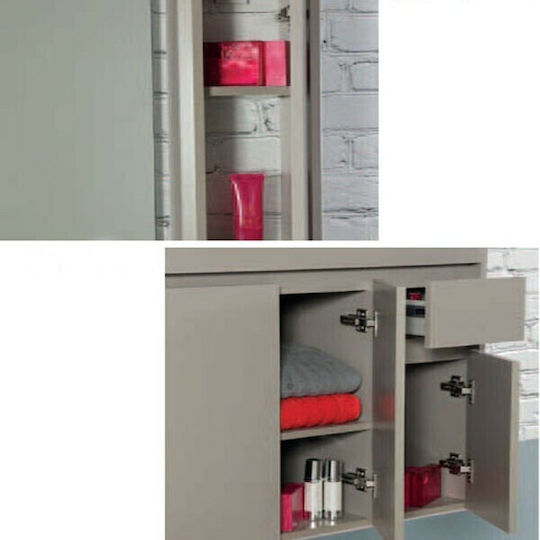 Pro Bagno Έρμων 921 Πάγκος με Νιπτήρα & Καθρέπτη με Φως Μ80xΒ45xΥ73cm Μπεζ