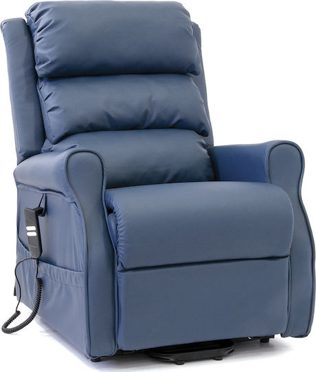 Aria Relaxsessel mit Fußhocker aus Kunstleder Blue 75x90x110cm