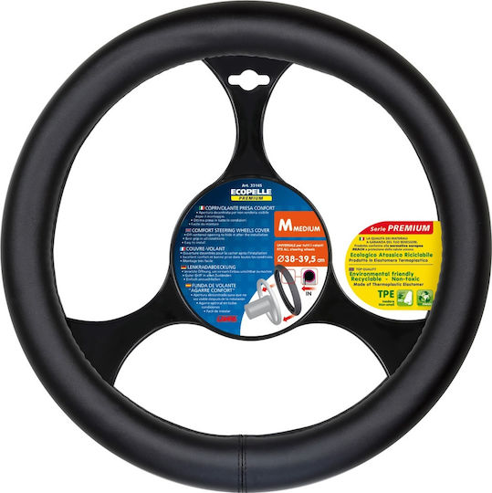 Lampa Car Steering Wheel Cover Ecopelle with Diameter 38-39cm Synthetic Black