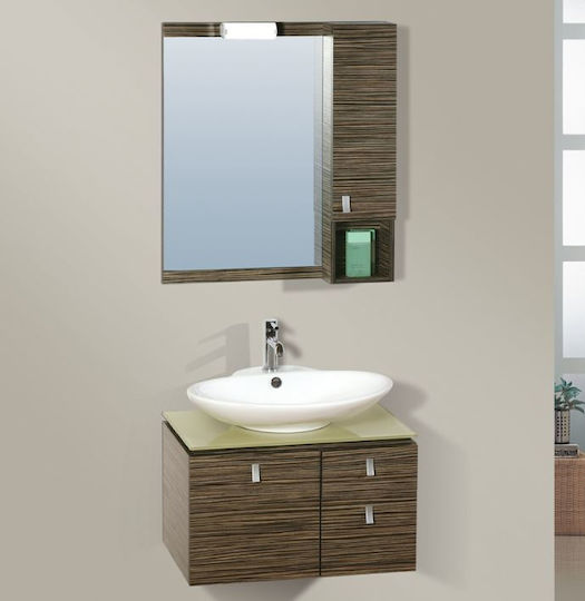 Pro Bagno Πηνελόπη 639 Πάγκος με Νιπτήρα & Καθρέπτη με Φως Μ70xΒ43xΥ56cm Καφέ