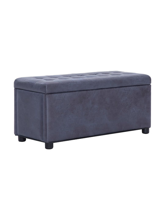 Stool Bench Stool With Storage Space Upholstered with Fabric Gray 87.5x36x40cm