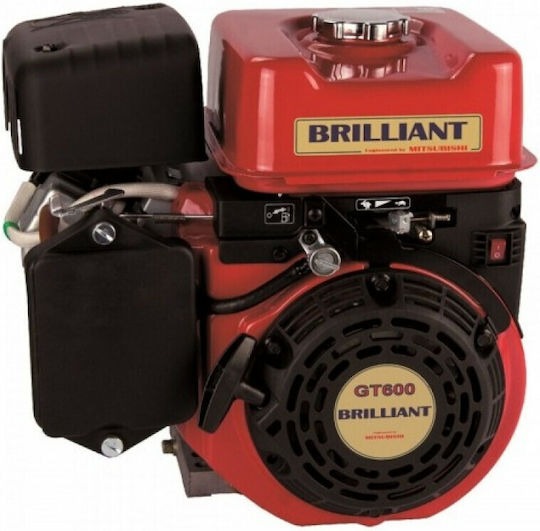 Brilliant GT600 Gasoline Engine 4 Stroke 182cc 6hp Horizontal Axis with Keyway and Starter (Tank 0.6lt)