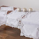 Silk Fashion Tablecloth Cotton with Lace Set R804 White White 170x170cm