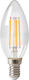 Universe Λάμπα LED 4W 96mm για Ντουί E14 και Σχήμα C35 Θερμό Λευκό 470lm Dimmable