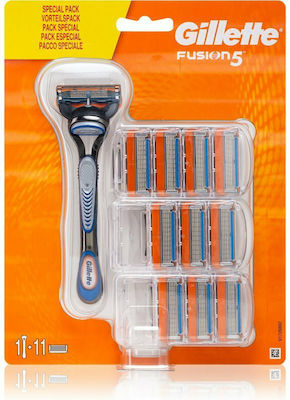 Gillette Fusion5 Razor with 5 Blade Replacement Heads & Lubricating Tape 11pcs
