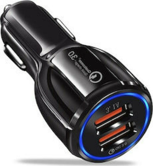 Treqa Car Charger Black Total Intensity 5.1A with Ports: 2xUSB