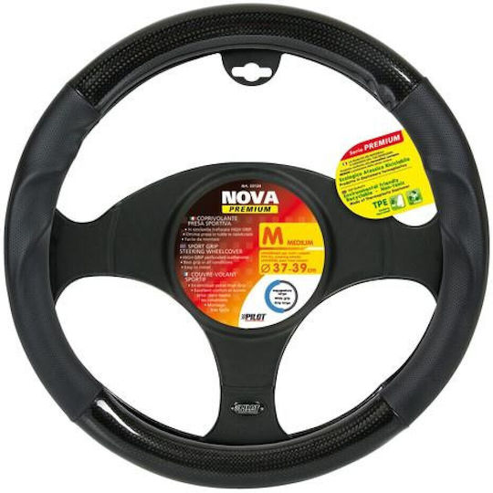 Lampa Car Steering Wheel Cover Nova with Diameter 37-39cm Synthetic Black