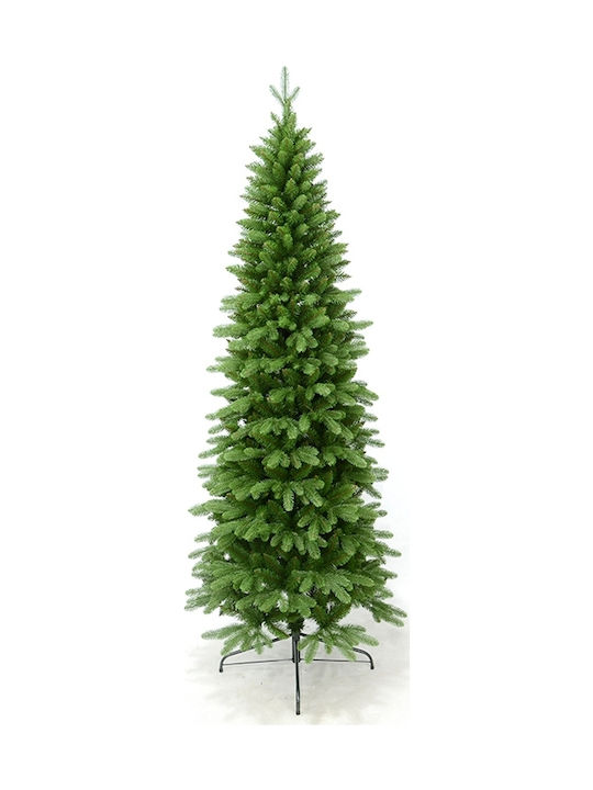 Pencil Christmas Slim Green Tree with Metallic Base H240cm