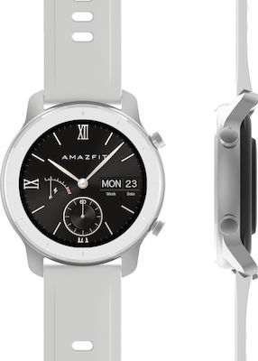 Amazfit GTR Aluminium 42mm Αδιάβροχο Smartwatch με Παλμογράφο (Moonlight White)