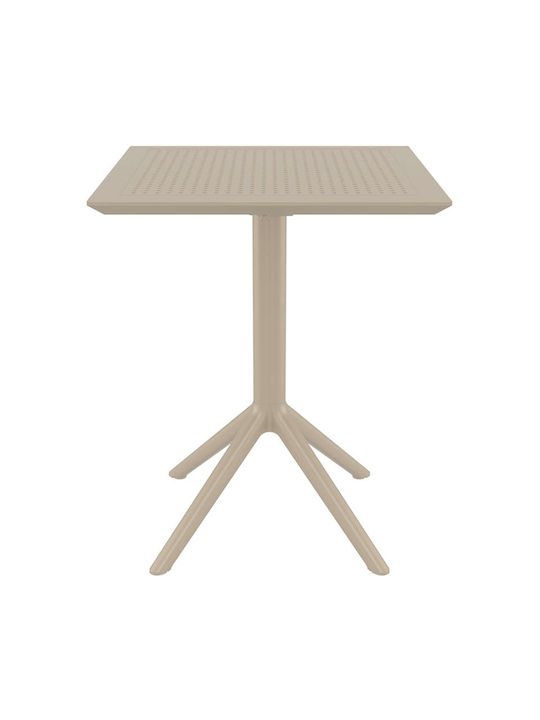 Τραπέζι για Μικρούς Εξωτερικούς Χώρους από Πολυπροπυλένιο Πτυσσόμενο Sky Taupe 60x60x74εκ.