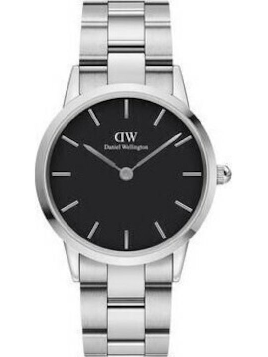 Daniel Wellington Iconic Link Γυναικείο Ρολόι 36mm Μπαταρίας με Ασημί Μεταλλικό Μπρασελέ