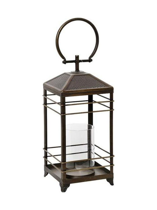 Espiel Lantern Metallic Tabletop Brown 17.5x40x40εκ. 1pcs