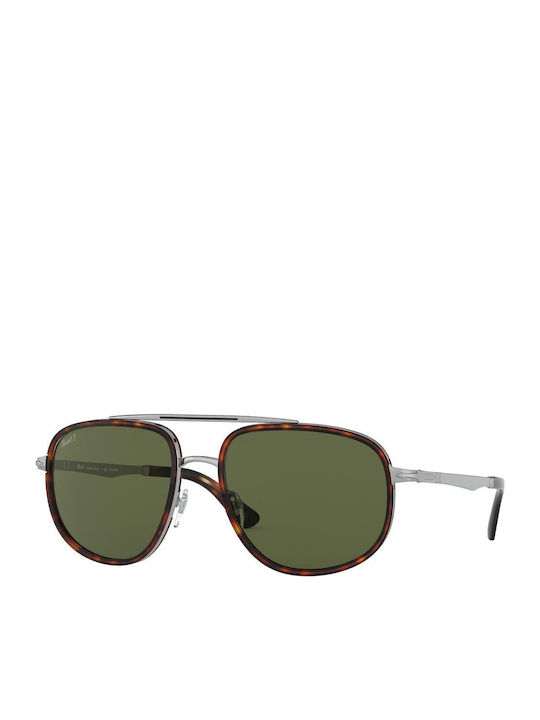 Persol Ανδρικά Γυαλιά Ηλίου με Καφέ Ταρταρούγα Μεταλλικό Σκελετό και Πράσινο Polarized Φακό PO2465S 513/58