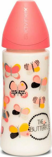 Suavinex Plastic Baby Bottle Butterfly Anti-Colic with Silicone Nipple for 4+ months Pink Pink 360ml