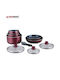 Herzberg Herzberg Cookware Set in Burgundy Aluminum with Stone Interior Coating 6 Pieces