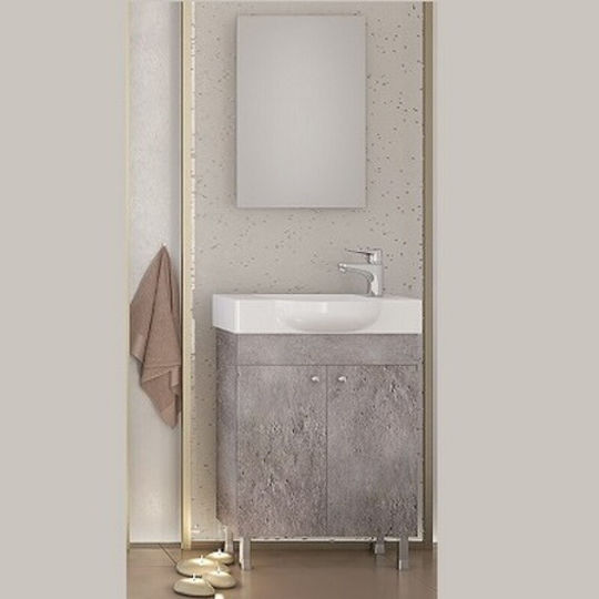 Drop Litos 55 Waschtisch mit Waschbecken & Spiegel Glanzlack L53xB24xH60cm Granite