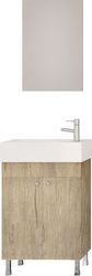 Drop Litos 50 Cabinet de chiuveta cu oglindă Lac Lucios L45xl24.5xH60cm Lemn natural