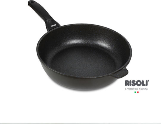 Risoli Blackplus Τηγάνι από Χυτό Αλουμίνιο με Επίστρωση από Πέτρα μαύρο 28cm