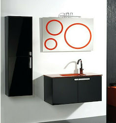 Adamidis Rex 80 Bench with Washbasin & Mirror with Light L80xW36xH45.5cm Orange