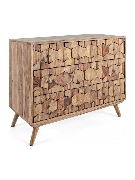 Kant Chest of Drawers of Solid Wood with 3 Drawers 87.5x40x77cm