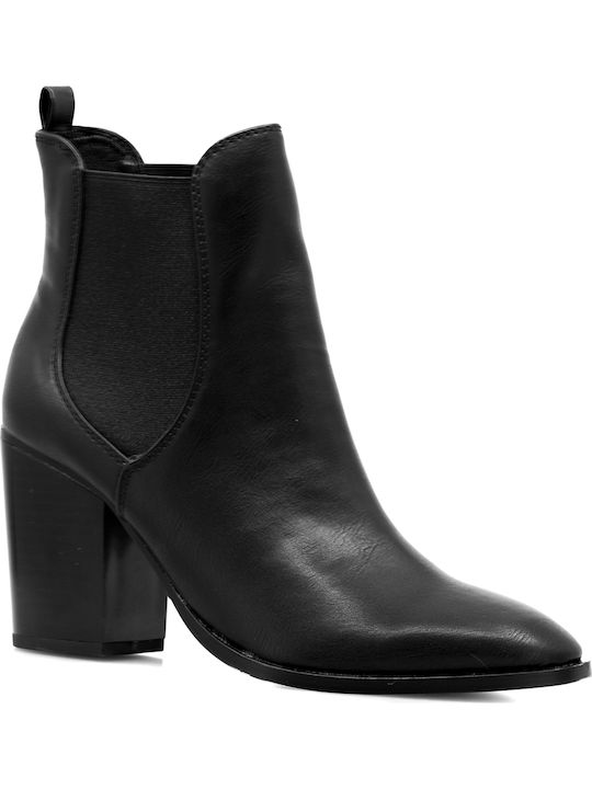 Damen Chelsea Stiefeletten mit hohem Absatz Schwarz