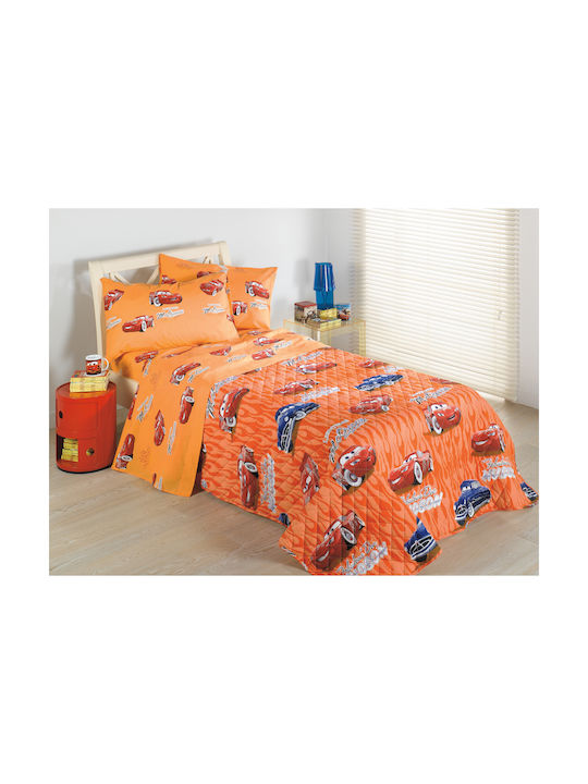 Disney Kids Quilt Semi Double Cars Flame Arancio Orange 160x240cm