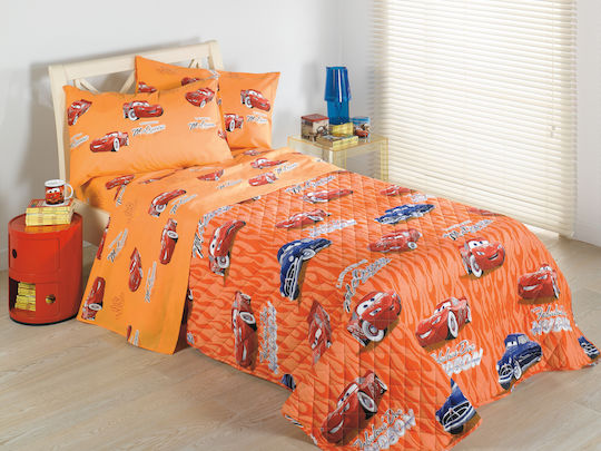 Disney Παιδικό Κουβερλί Ημίδιπλο Cars Flame Arancio Πορτοκαλί 160x240εκ.