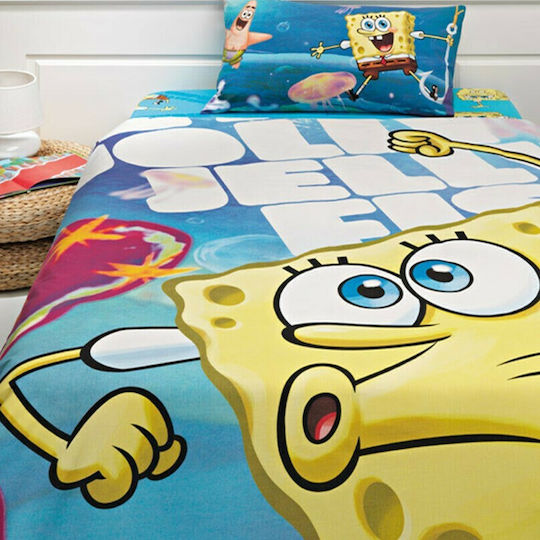 Disney Set Kids Quilt Semi Double with Pillowcase Sponge Bob Purple 170x250cm