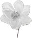 TnS Weihnachtsdekoration Stoff Zweigstelle Länge 25cm. Weihnachtsblume, Weiß Magnolia 25cm