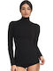 Women's Long Sleeve Turtleneck T-Shirt Black