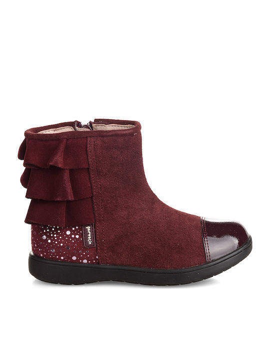 Leather Kids Boots with Zipper Burgundy