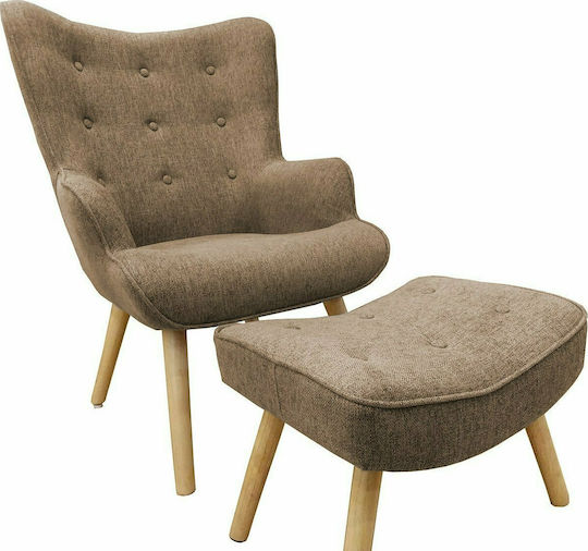 Amaranthus Armchair with Footstool Brown 98x70x77cm