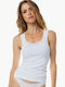 Minerva Women's Sleeveless Cotton T-Shirt White 2Pack